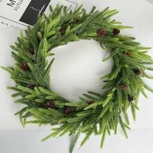 1个圣诞装饰花环,人造触感柔软橡胶材质,松针花环,逼真植物展示,19.69英寸植物装饰,逼真塑料植物装饰,适用于家居、派对、办公室、花园、酒店、室内外装饰,节日送礼佳品 - 彩色 - 查看 6