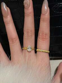 Luxury Flashy Moissanite Ring With Micro Pave Setting, Elegant & Unique Pigeon Egg Design, Fashion Lady Ring