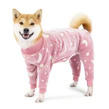 Fuzzy Dog Pajamas For Cold Weather 4 Legs Clothes, Dog Winter Clothes For Small Medium Large Dogs Pet With Feet Warm Soft Pet Romper Winter