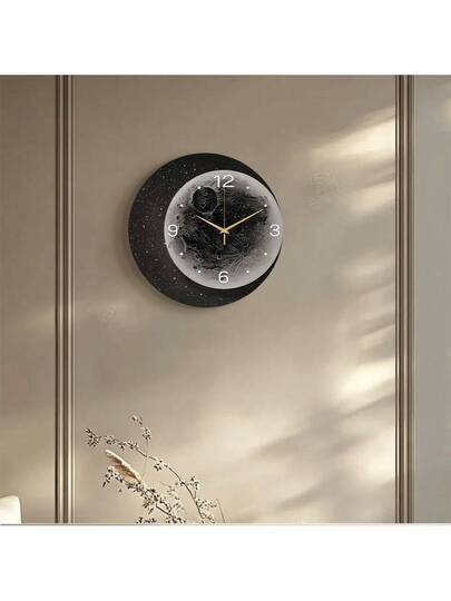 2D Flat 1pc Moderne Minimalist Moon Home Creativity Wand Clock, Ultra Quiet Quartz Movement, No Ticking Sound, ation Painting Klok Living Room, Bedroom Office, able Horloge view 5