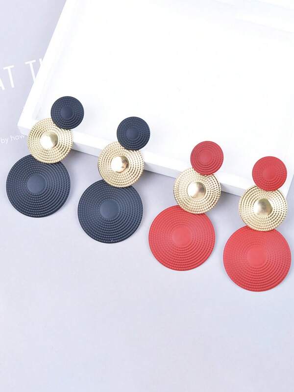 1 Paar modische, übertrieben runde Moskitospiralen-Anhänger-Ohrringe im Hong Kong-Stil für Frauen, vielseitig für den täglichen Outfit, Party-Accessoires