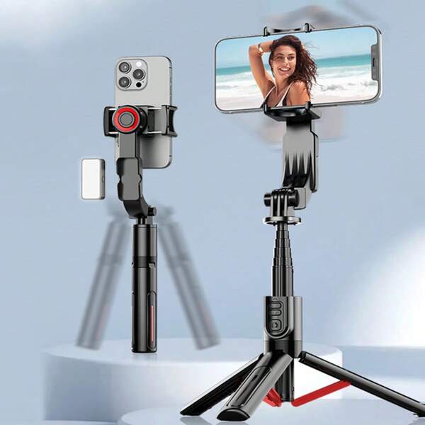 Roreta Nowy Bezprzewodowy statyw do selfie z mikrofonem i pilotem Bluetooth, rozkładany statyw do transmisji na żywo z telefonu komórkowego