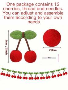 Cherry Garland Decoration, Cherries Birthday Decoration Pompom, Cherry Plush Ball, DIY Threading Banner, Bedroom Wall Decoration Hanging, Holiday Party Room And Wall Decoration, Mother's Day Graduation,Living Room Decor