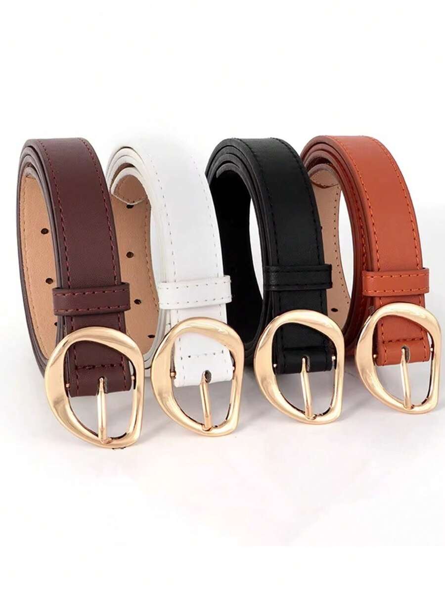 1pc Women's Asymmetrical Buckle Belt, New Niche Casual Waist Belt, Retro Unique Ins Style, Simple Versatile Decoration For Jeans, Dresses