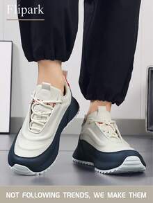 Flipark [Recommend Taking One Size Smaller] Men's Retro Sporty Color Block Thick Sole Chunky Sneakers, Lightweight Comfortable Versatile Casual Street Shoes - Blue - View 5