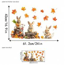 1 Pc 1 Hedgehog, Bunny, And Maple Leaf PVC Sticker - Autumn Forest Pattern, Self-Adhesive Removable Wall Decal, Easy To Remove And Apply, Suitable For Modern Home Decor, Bedrooms, Living Rooms, Balconies, Or Window Displays, Decorative Window Stickers, Modern Style, Durable Stickers, Home Decor Stickers To Brighten Up Your Life, Wall Decor Room Decor Wall Stickers Wall Sticker