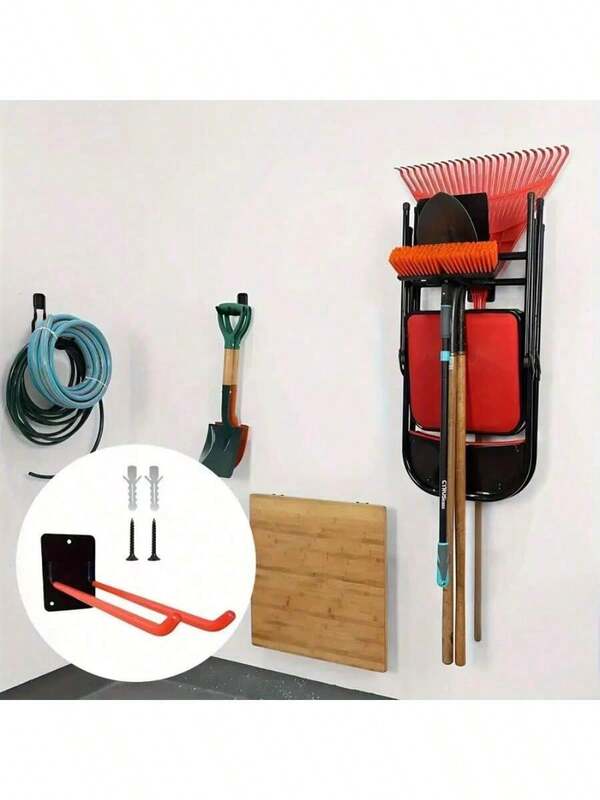 Wandmontierter Garage Aufbewahrungshaken für Gartengeräte - Metall Schaufel & Rechen Organizer, Werkzeughalter für den Garten, platzsparende Garage Organisationslösung