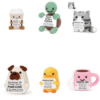 1pc Handmade Plush Doll, Coffee Cup Shaped With Turtle, Kitten, Bulldog, Duckling, Pink Cup, Transmitting Positive Energy And Encouraging Words, Suitable As Small Gift For Friends And Family, Adorable Knitted Doll For Living Room, Desk Decor, Birthday, Graduation Gift