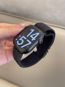 1条男女通用尼龙表带，兼容，尺寸包括42mm、38mm、40mm、41mm、44mm、45mm、46mm和49mm，时尚智能手表替换表带，适用于Series Ultra2、Ultra SE2、SE 11、10、9、8、7、6、5、4、3、2、1等型号，是返校学生的理想礼物 - 黑色 - 查看 3