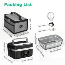 Adult Wireless Electric Heating Lunch Box, 8000mAh Rechargeable Timer Automatic Heating Lunch Box, 1L Portable Self-Heating Food Warmer With Fork And Spoon And Insulated Carrying Bag, Suitable For Office, Picnic, Car And Travel Outdoor Use - 黑色 - 查看 2