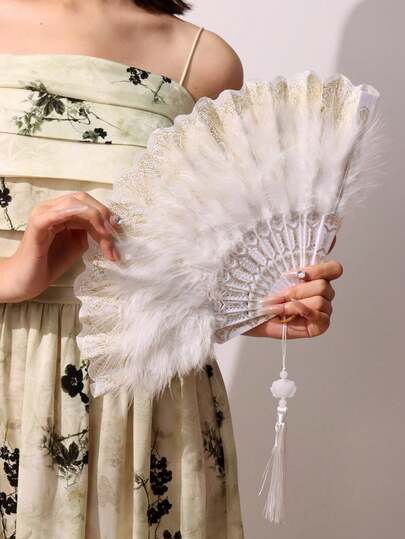 1 pieza Abanico de plumas simuladas de hada, adecuado para bailes, escenarios y actuaciones