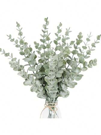 20 piezas de tallos de hojas de eucalipto artificial a granel, decoración de follaje de eucalipto falso de dólar plateado, ramas de plantas de eucalipto artificial para centros de mesa florales, arreglos florales, regalos de cumpleaños, graduación y decoración de habitaciones