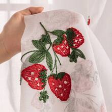 2 painéis de cortina bordados com bolso para haste, design de cortina tudo-em-um com padrão de bordado de frutas, para sala de estar, escritório, varanda, sala de jantar, cozinha, decoração de casa