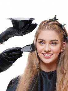 4pcs/16pcs Hair Dye Kit, Includes Hair Dye Brush, Dye Bowl, Hair Clips, Dye Apron, Wiping Cloth, Tail Comb, Hair Dye Tool Set, Professional Salon Hair Dye Kit, Home Hair Dye Kit, Hair Dye Combo, Hairstyling Tools, Hairstyling Set And Hair Accessories - Black - View 4