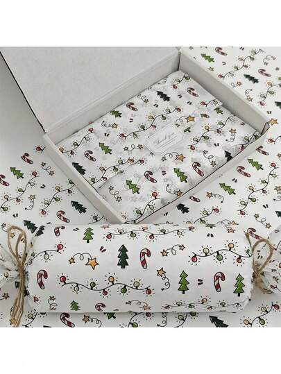 15/10/5 件薄纸圣诞灯图案、圣诞树、糖果、星形薄纸、保护性礼品盒填充物、派对装饰、圣诞风格设计、耐用包装、节日装饰