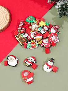 16pcs Women's Cute & Festive Christmas-Themed Hair Clips/Pins - Santa Claus, Snowman, Bells, Christmas Tree, Christmas Elements Decor For Bangs/Christmas Party, Claw Clips, Hair Claws, Hair Slide, Hair Barrettes