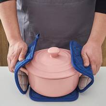 2 件/4 件黑色方形耐热锅垫，厨房微波炉隔热垫，防滑家居和厨房用品，适合家庭和厨房整理 - 深藍色 - 查看 5