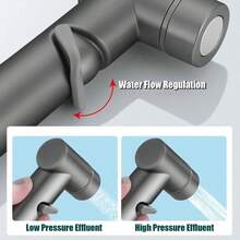 1 Stück Gewehrgrau Edelstahl Toiletten-Zubehör mit Sprühpistole - Ein Einlass und zwei Ausgänge - Haushalts-Spülsystem für das Badezimmer - Intimwäsche für Frauen - Hochdruckwasser-Strahlventil