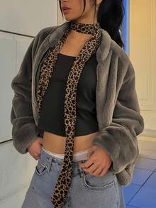 Cardigan ample et décontracté en laine bouclée pour femmes, marron clair, automne/hiver