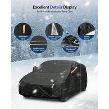 Cubierta para Auto Universal Impermeable con Cremallera, Anti - y Antipolvo - Funda de Lona con Tira Reflectante para Exterior Negro, SUV - 530x200x180CM - Negro + SUV-530x200x180CM - Ver 4