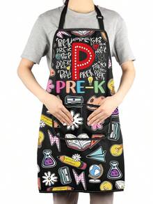 JNIAP - Delantal de jardín de infantes para profesores, preescolar, con bolsillos, educador de pequeños seres humanos, regalo para maestros - Para K Ap - Ver 4