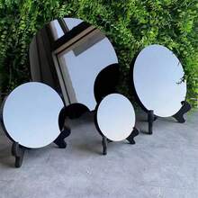 1Set Polishing Crystal Black Obsidian Divination Mirror Scrying Crystal Ornament Reiki Healing Gemstone Quartz Stone Plates Gorgeous Black Mirrors Yoga Meditation - Black - View 3