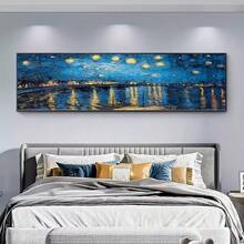 La Nuit étoilée sur le Rhône de Van Gogh - canevas murale sans cadre, décoration artistique classique pour le salon, la chambre à coucher, le bureau à domicile