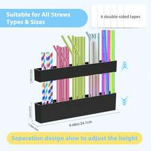 9,5" großer Acryl-Strohhalter-Organizer mit starkem Klebeband, Strohhalter-Aufbewahrungsbehälter für Schranktüren, Trinkhalme-Spender für Küchentheke