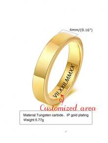 1 Chiếc nhẫn vàng bằng thép vonfram trơn khắc laser tùy chỉnh tối giản, Nhẫn đôi, Đám cưới, Quà tặng ngày lễ tình nhân, Quà tặng tốt nghiệp, Trang sức tùy chỉnh, Nhẫn đính hôn, Nhẫn tùy chỉnh, Nhẫn cưới - phong cách - Xem 38
