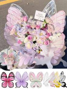 10pcs (20 Sheets)/20 Sets (40 Sheets) Butterfly Wrapping Paper, New Butterfly And Bird Wing Floral Bouquet Wrapping Paper, Matte Waterproof Semi-Transparent Butterfly Wing Shaped Bouquet Wrapping Paper, Flower Wrapping Paper, Wing Shaped Bouquet Handmade Gift Wrapping Paper, DIY Flower Shop Packaging Bags Creative Floral Packaging, 36pcs 3D Colorful PVC Butterflies For DIY Decor, Wedding, Birthday, Party, Back To School, Graduation, Couple Surprise, Valentine's Day Gift, Mother's Day Gift, Anniversary Bouquet