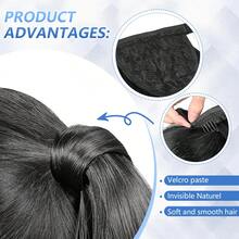 夹式马尾接发环绕式长直马尾发 28 英寸女士合成假发 耐热 - 彩色 - 查看 4