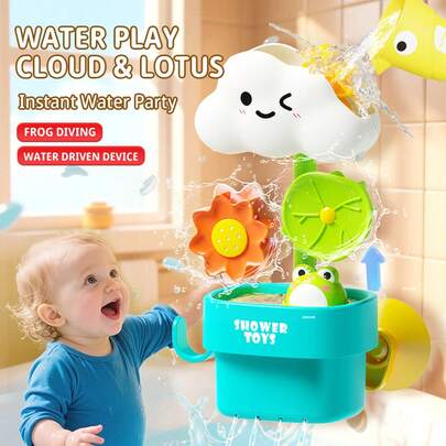 1 套儿童蜗牛沐浴玩具，喷水，花朵绽放，云朵旋转，婴儿浴缸淋浴喷水玩具，适合男孩和女孩