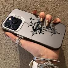 Mode Schwarzes Kreuz Liebe Plattierung Hülle für iPhone SE4 16E 12 16 15 14 13 11 Pro Max XS X XR 8 7 Plus SE 2020 Stoßfeste Rückseite Etui