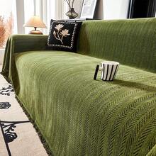 Manta de sofá de chenilla de espiga de doble cara, fundas comprimidas para sillones, fundas de sala de estar, funda de sofá, funda de chenilla multifuncional para las cuatro estaciones (negro y blanco, 180*130cm/70.8*51.1in) - verde - Ver 10