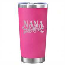 1pc Nana Floral Stainless Steel Insulated Tumbler - 20oz Reusable Coffee Mug, Hand Wash Only, Ideal For Hot And Cold Beverages, Grandma Birthday, Mother'S Day Gift - 粉色 - 查看 1