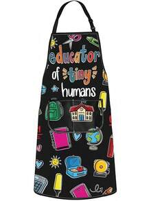 JNIAP - Delantal de jardín de infantes para profesores, preescolar, con bolsillos, educador de pequeños seres humanos, regalo para maestros - Para K Ap - Ver 12