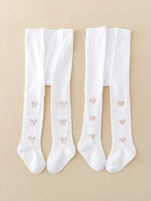 2pcs Girls' Printed Tights, Pantyhose