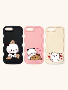 Cute Panda Novelty 3pcs Dopamine Themed Phone Cases, Cute Cartoon Panda, Bear, Cat Print Phone Case Set, New Wavy Macaron Design Phone Covers, Phone Protective Cases Compatible With IPhone Spring Gift,International Version, Not The Domestic Version - Multicolor - View 45