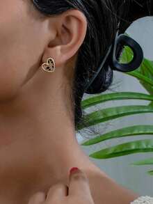 1 Pair Heart Shaped Stud Earrings For Women – Cute And Comfortable Daily Wear Jewelry, Perfect Gift For Valentine's Day, Mom, Mother's Day, And Special Occasions - 多色 4 - 查看 2