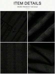 Womens Fall Maxi Dresses Casual Long Sleeve V Neck Button Down Flowy A Line Tiered Shirt Dress With Pockets - Black - View 6