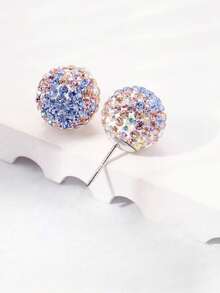 Orecchini a bottone in argento sterling 925 con cristalli scintillanti a forma di palla da discoteca, gioielli festivi, regali di Natale per le donne