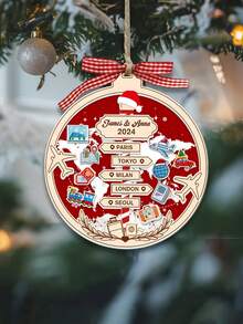 1pc Customized Personalized Travel Adventure Decor, Travel Christmas Decor, Travel Decor, Travel Gift, Couple Travel, Christmas Tree Ornament, Christmas Decor, Christmas Gift, Ideal Christmas Gift For Friends, Family And Travelers. Personalized Gift, Home Decor, Autumn Decor, Autumn Home Decor, Car Accessories, Christmas, Christmas Home Decor, Christmas Gift, Christmas Decoration - Multicolor - View 6