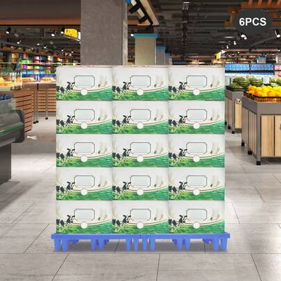 XIANXUS 6PCS PP Plastic Floor Pallet, Blue PP Pallets, Free Standing Lightweight Plastic Pallets