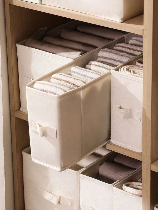 1PC Beige Foldable Fabric Storage Box - Christmas Collection Storage Narrow Long Closet Organizer, Collapsible Gap Storage Bin For Clothes, Drawer & Wardrobe Organization | Suitable For Winter (Perfect For Tidying Winter Clothing), Ideal Christmas Gift & Essential For Stocking Up At The End Of The Year, Complements Christmas Decorations With Neat Home Storage