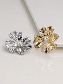 6pcs/Set Asymmetrical Flower Pearl Embellished Metal Buttons, Fashion Versatile Decoration For Coats, Sweaters, Suits, Uniforms In Autumn/Winter, DIY Crafts For Bouquets, Boxes, Shoes, Hats - Multicolor - View 8