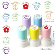 5 Colors Mood Expression Office Rubber Stamps, Stamp Set, Vibrant Color Stamps For Homework, Classroom Encouragement, Grading Assignments, Emotion Expression Stamps For Office Stationery