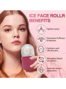 3 pièces Rouleau de glace pour le visage - Ensemble de rouleaux de soin de la peau glacés, outil de massage du visage, rouleau de glace en silicone, rouleau de glace, quartz rose avec masseur roulant et plaque de grattage Gua, pour soulager les gonflements du visage et des yeux, pour le contour du visage et améliorer les soins de la peau et l'éclat, pour les yeux, le cou et le visage, moule à rouleau facial glacé - Outil de soin de la peau. Produits de massage à la glace d'été, fournitures de bureau, fournitures scolaires, articles de voyage essentiels.
