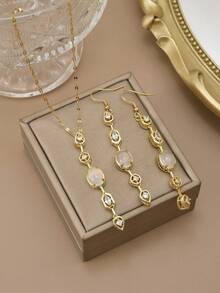 1 chiếc vòng cổ thép không gỉ hình vuông hình giọt nước đính đá Cubic Zirconia bất đối xứng sang trọng thời trang có tua rua, thích hợp cho tiệc tùng nữ, trang phục hàng ngày, phong cách Châu Âu và Mỹ, độc đáo, hào phóng, đá Cubic Zirconia, trang sức cưới, quà tặng cho bé gái, người thân, bạn bè, sinh nhật, ngày lễ tình nhân, quà tặng cho người yêu (không bao gồm hộp quà) - Vàng - Xem 11