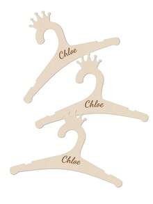 5pcs Customized Children's Wooden Hangers, Personalized Name Design Clothes Rack, Kids Garment Storage Hanger,Letter,Engraved,Ornamental,Exquisite,Stylish,Modern,Custom,Personalised,Unique,Customized,Baby Gifts,Ideal Gifts For Him,Ideal Gifts For Her,Son,Daughter Back To School,Kids,Urban Gala,Modern,Colorful,Cute - Crown - View 3