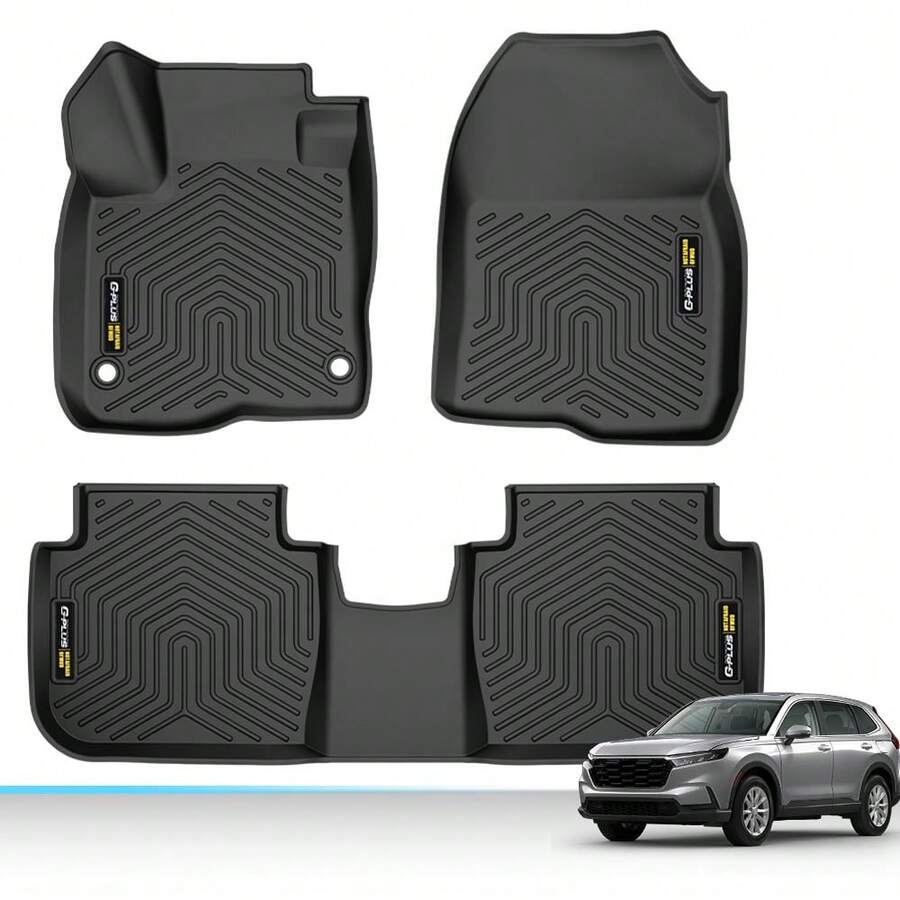 3D Custom Fit TPE Floor Mats For CR-V CRV 2023-2024, Factory Standard Odorless Protection, Anti-Slip Full Set Liners - Black - View 1
